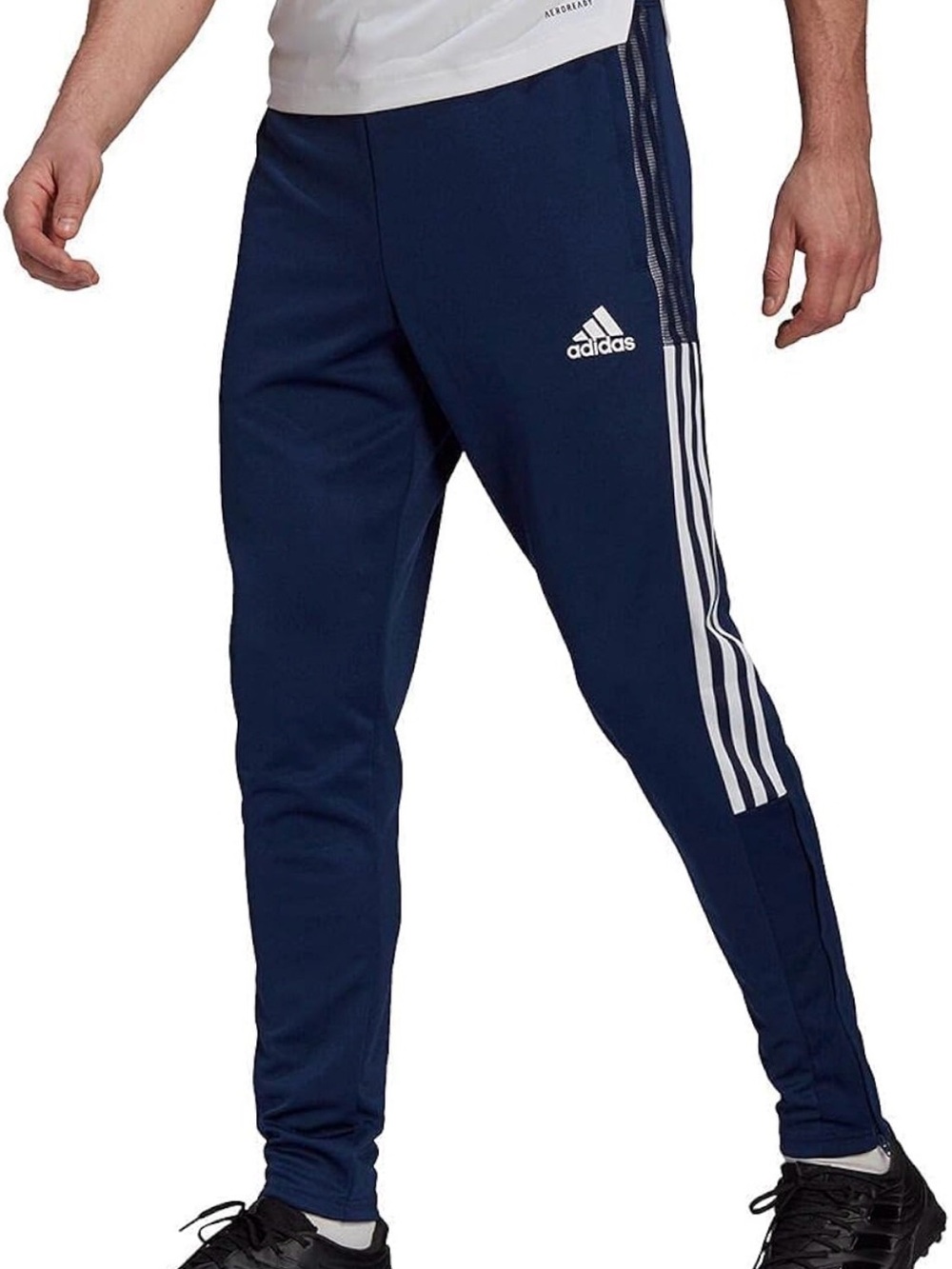 adidas Navy Blue Three-Stripe Tapered Joggers